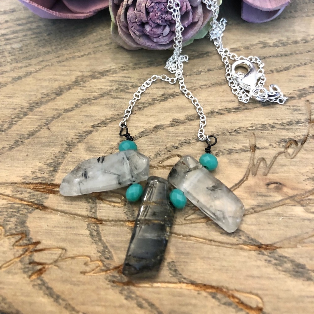 Tourmalated Quartz Crystal Necklace